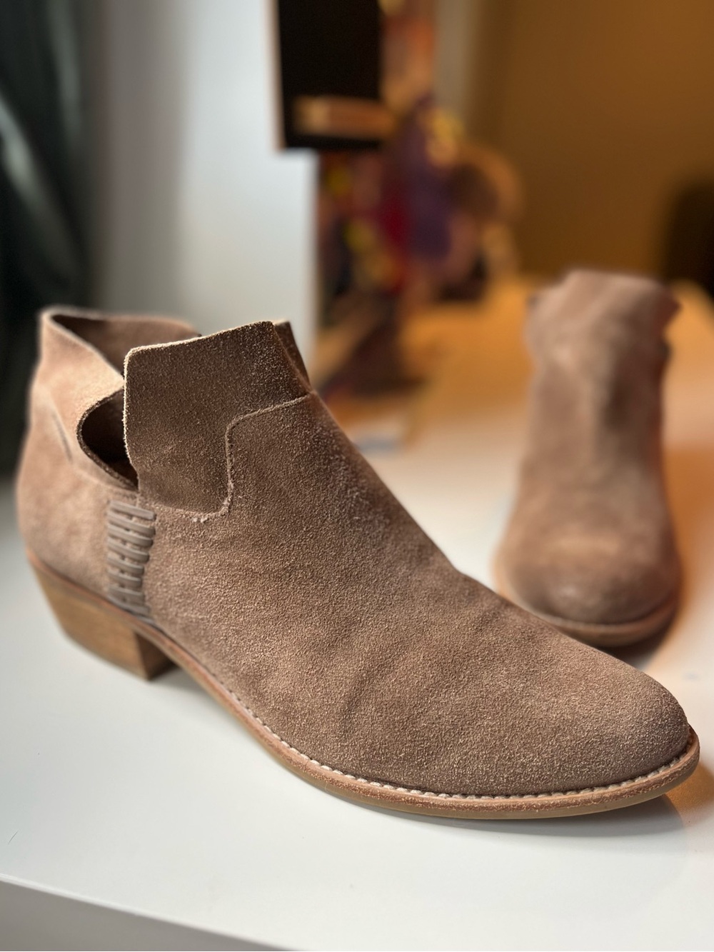 Dolce Vita Suede Ankle Booties • Stacked Heel • Western • Festival
